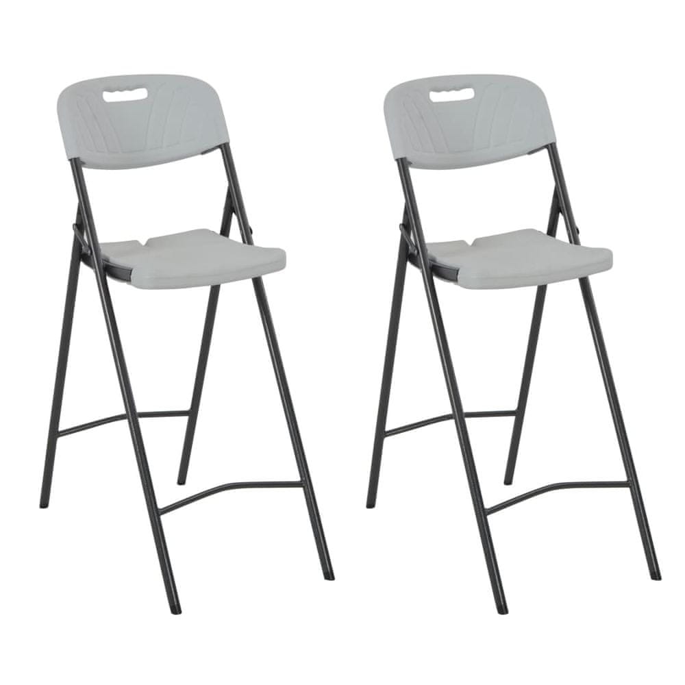 Petromila vidaXL Skladacie barové stoličky 2 ks, HDPE a oceľ, biele